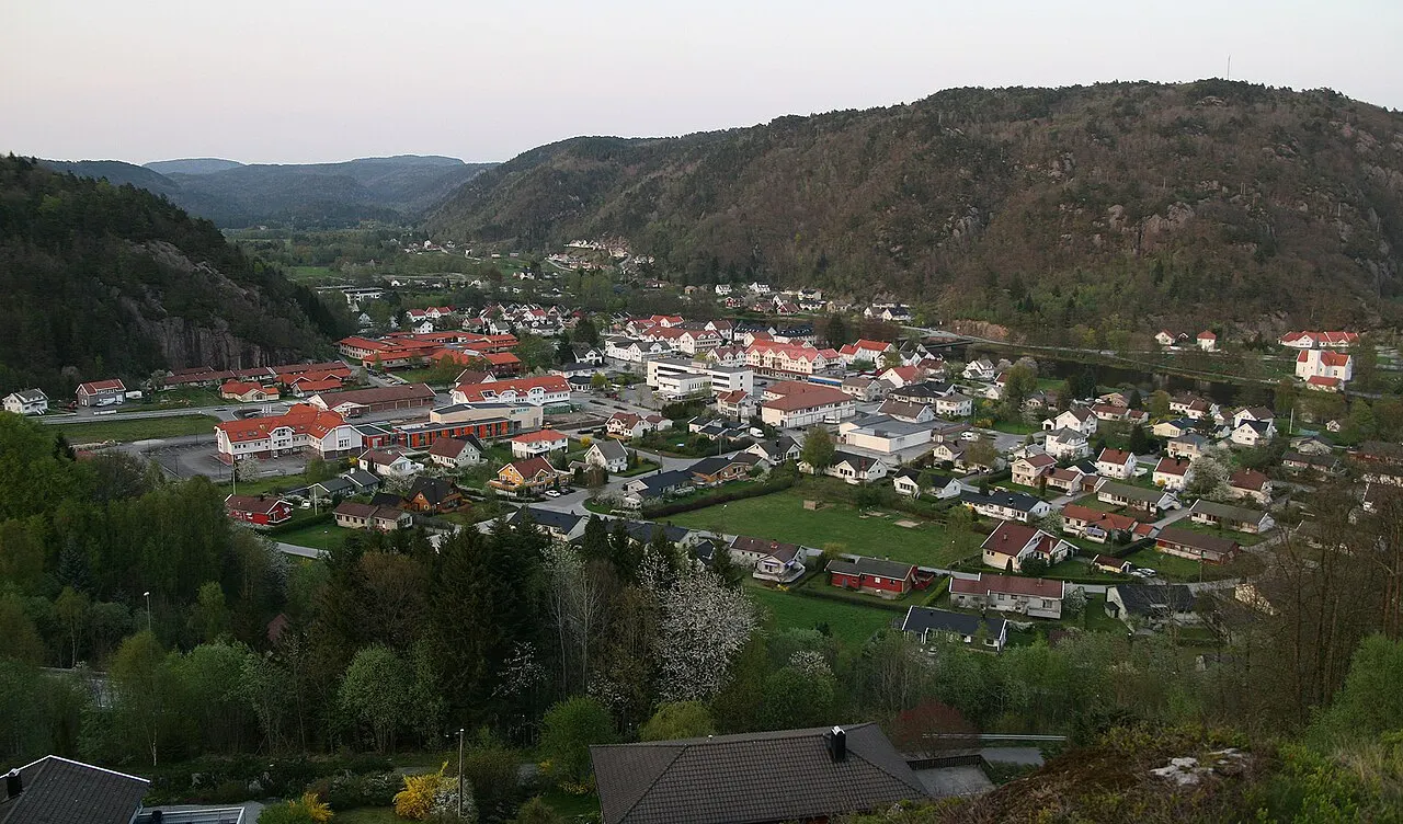 Vigeland, kommunesenter i Lindesnes kommune.